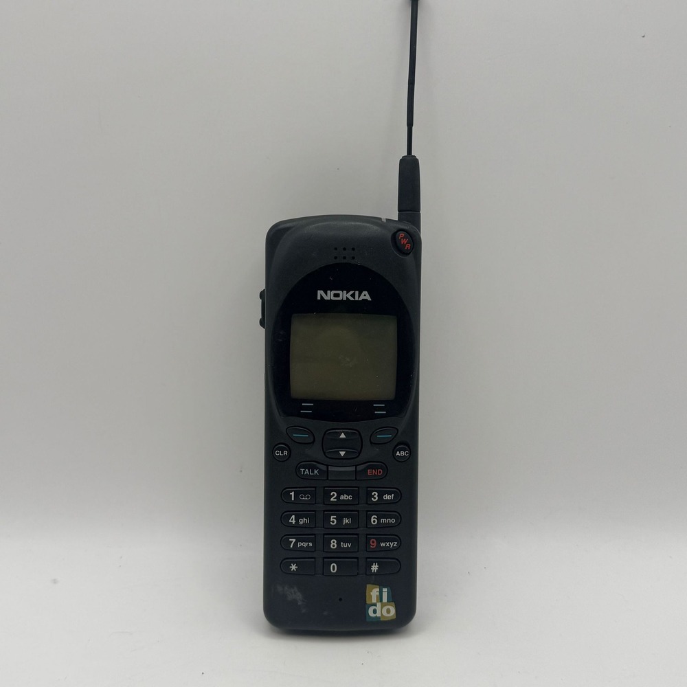 Vintage Nokia 918 Cell Phone Fido Black Brick Mobile w Antenna Charger For Parts